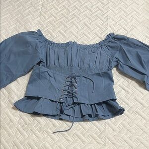 Source Unknown Blue Off-Shoulder Blouse